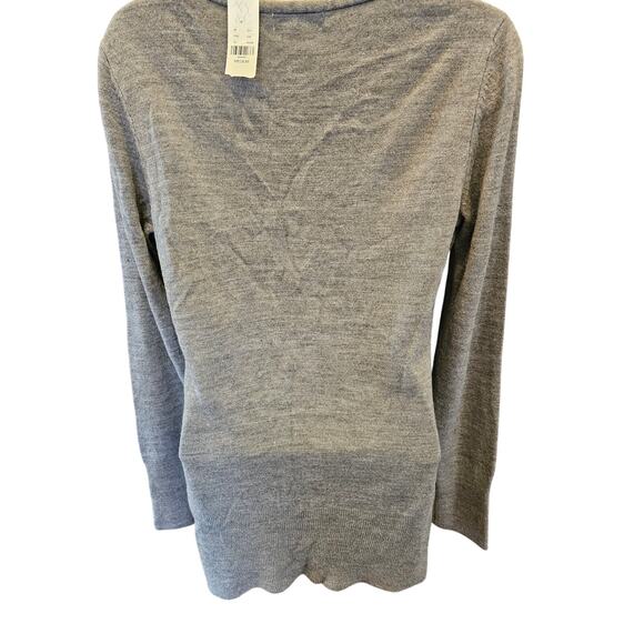 NWT NY&C split neck grey knit tunic sweater size M medium minimalist winter gray - Picture 2 of 8